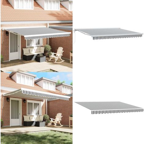 Markise Einziehbar Anthrazit und Weiß 4x3 m Stoff und Aluminium - Gartenmarkise - Terrassenmarkise - Sonnensegel - Markisentuch - Outdoor Möbel - Home & Living (1/5)