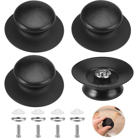 Elkuaie Topfdeckelknopf - Bouton de couvercle de poêle - Remplacement universel de la poignée en bakélite pour une utilisation résistante à la chaleur - 4 pièces - Convient aux casseroles et poêles no (1/5)