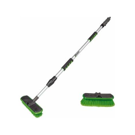Ribimex – Balai de lavage extensible 118-182 cm – 1 brosse dure et 1 brosse souple – Poignées confort mousse – Pour terrasses et pavés