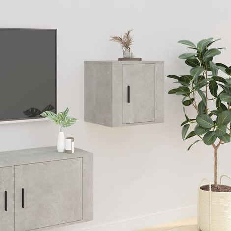 Meuble TV mural, Banc TV, Meuble TV suspendu, Lowboard Gris béton 40x34,5x40 cm YHJ79703 (1/5)