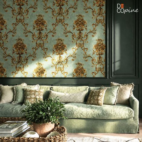 Papier Peint Intissé – Motif Médaillon Argenté – 0,53 x 10m - Decopine (1/5)