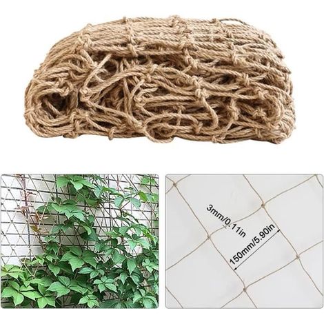 Filet pour Plantes grimpantes, Naturelles Ficelle Jute Corde Filet à Plantes Grimpantes, Maille Murale Photo Suspendue Rétro,2 x (1/4)