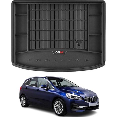 Tapis de Coffre 3D TPE Premium Compatible avec BMW Série 2 F45 Active Tourer 2014 à 2023, Bac de Protection de Coffre Intérieur antidérapant Revêtement de Coffre Bords Hauts pour Voiture Noir