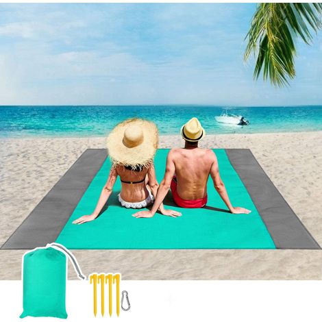 Tapis De Plage - 210 x 200 cm - Nylon 40D Imperméable Et Anti-sable - Pour Plage Camping Pique-nique - 1 Pièce (1/5)