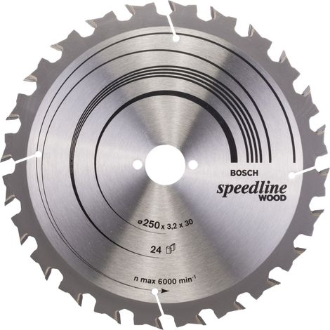 Bosch Professional 1x Lama per Sega Circolare Speedline for Wood (per Legno, Ø 250 x 3.2 x 30 mm, 24 Denti, Accessorio Sega Circolare) (1/3)