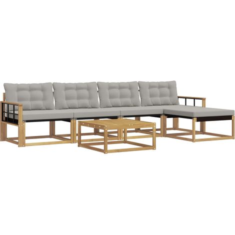 Set di divani da esterno 6 pz Bianco e Grigio Chiaro vidaXL (1/5)