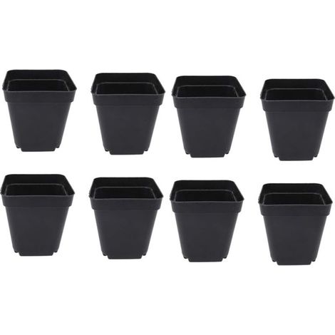 Lot de 50 seaux de semis noirs – Jardinières carrées en plastique – Petites jardinières d'intérieur et d'extérieur (noir/6,5 x 5 x 6,5 cm) (1/5)