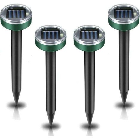 Professional Solar Mole Repellent, 4 Pieces Mole Repellent, Vole Repeller, Ultrasonic Pest Repeller, Solar Mole Repeller, Mole Repeller (1/4)