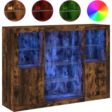 Maison Exclusive - Aparador con luz LED 3 pzas madera de ingenier (1/5)