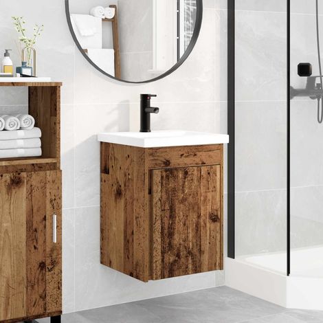 vidaXL Meuble de salle de bain avec robinet Bois ancien