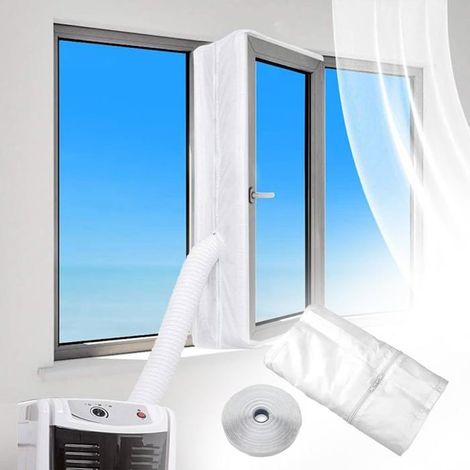 BelleRise - Kit de calfeutrage de fenêtre pour climatiseur mobile 4m - Joint en tissu imperméable 210T avec ruban - Double fermeture éclair (1/5)