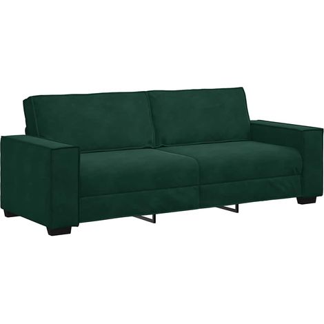 vidaXL Sofá de 3 plazas terciopelo verde oscuro 220x78x84 cm (1/2)