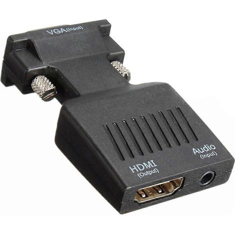 Adaptateur convertisseur VGA mâle vers femelle 1080p avec câble audio USB -- (1/4)
