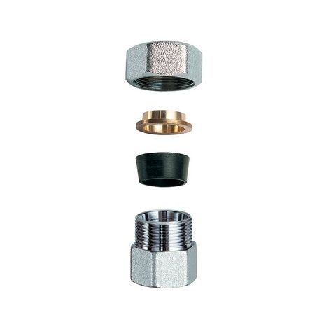 NIPLEX FEMMINA CROMATO C/MONOCONO IN GOMMA PER RAME 3/4" x 22