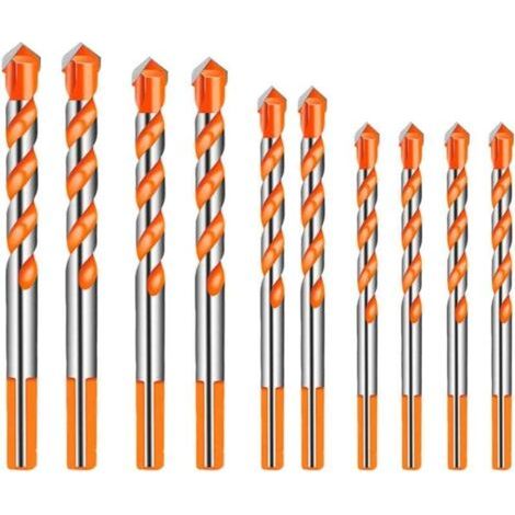 10 pièces Foret Carrelage Verre Foret Multi-matériaux Triangle Porcelaine Forage Métalliques pour carrelage béton brique verre plastique Marbre Miroir Bois Diamant 6mm 8mm 10mm 12mm Orange