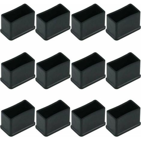 Lot de 12 Embouts de Protection Rectangulaires en Feutre de Caoutchouc pour Pieds de Table ou de Chaise - Noir, 15 x 30 mm. (1/5)