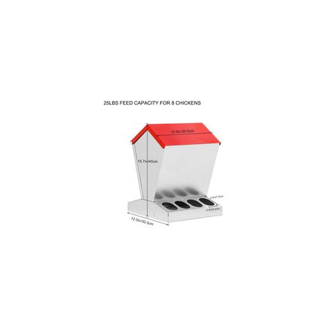 Mangeoire volaille acier galvanisé - 8 postes de repas - capacité 11 kg - distributeur automatique pour poules pondeuses et faisans (1/4)