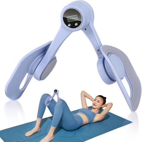 Hip Trainer Exerciseur, Thigh Trainer Pelvic, Musculation pour fessier Cuisses, Appareil de Sport Maison Portable, pour Homme et Femme, Entraînement avec Compteur Le Plancher pelvien (Bleu)
