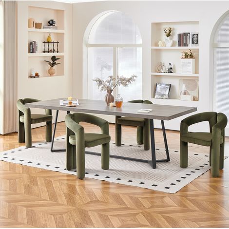 Lot de 2 chaises avec accoudoirs en velours vert, 150 kg OKMYHOME (1/5)
