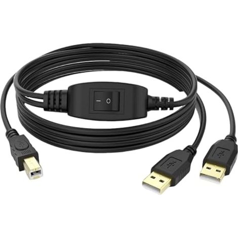 Répartiteur de câble d'imprimante USB-A vers USB-B, adaptateur de données et d'alimentation 2 en 1 pour connecter deux ordinateurs à une imprimante (1/5)