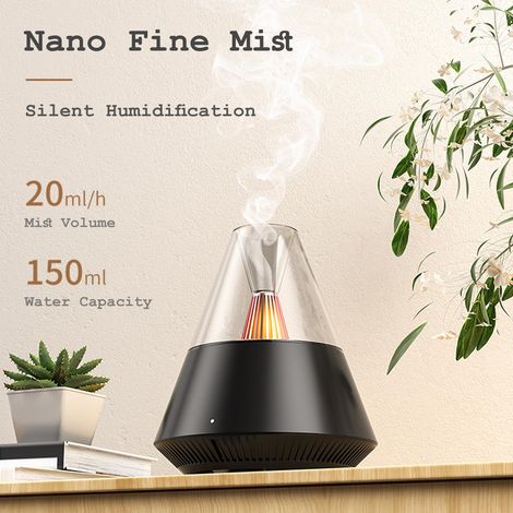 Diffusore di aromi per oli essenziali, umidificatore portatile con effetto nebbia fredda e luce calda, telecomando, capacità 150 ml, per camera da letto, ufficio, soggiorno, yoga (1/4)