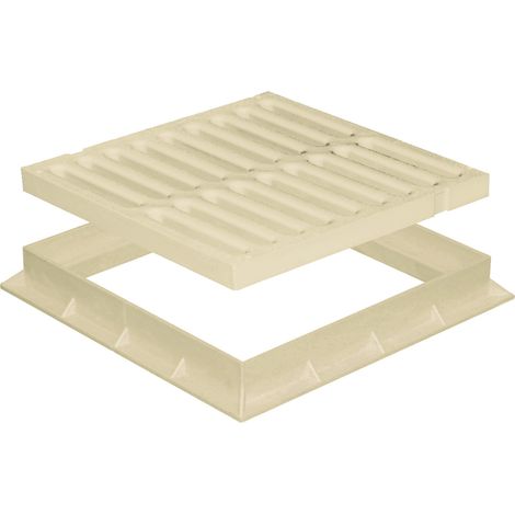 Grille de sol PVC renforcée 284 x 284 mm avec cadre anti-choc 300 x 300 mm - Résistance 41 KN - Sable - First Plast (1/4)