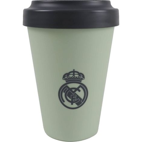 CYPBRANDS Real Madrid, Vaso, Vaso para llevar, Take Away, Vaso con Tapa, Color Verde, Producto Oficial