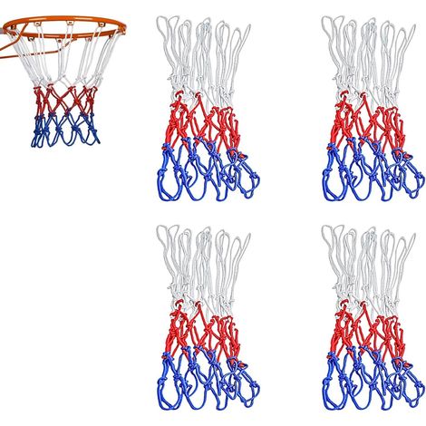 4 Piece Basketball Nets, Replacement Basketball Hoop, 12 Basketball Net Buckles, All Weather Durability for Outdoor and Outdoor Standard Basketball Courts (1/5)