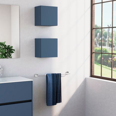 Inda - Pensile bagno con anta SX 30x30 cm - Blu denim opaco (1/3)