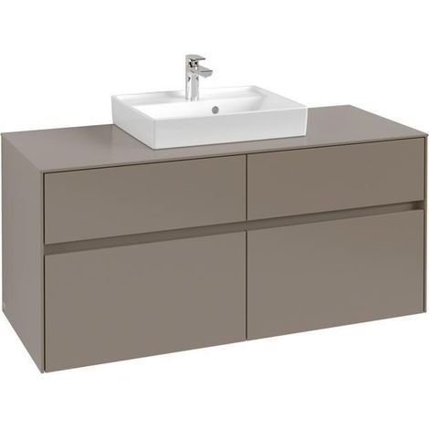 Lavabo VB US Collaro 1200x548x500mm, 4 tiroirs, avec robinetterie intégrée Gris Truffe
