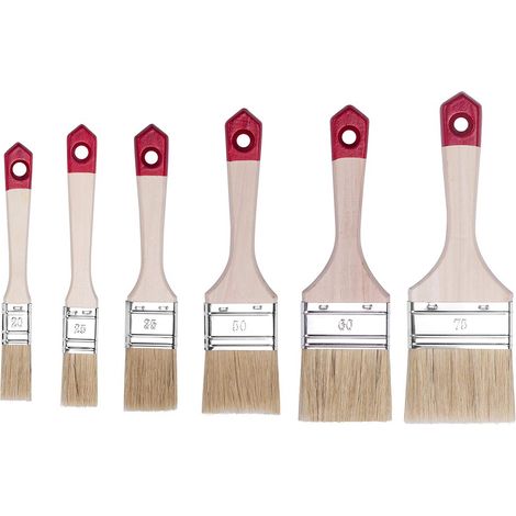 HARDY WORKING TOOLS Pennellesse Set 6-sezioni, 1 pezzi – 20, 25, 35, 50, 60, 75 mm Larghezza, Pennello Set con manico in legno, Pennello di verniciatura Serie 40, 6PCS, Pennellessa kit A0284-060100 (1/4)