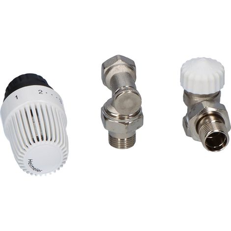 Thermostat-Set für seitlich angeschlossene Heizkörper: S-Thermokopf + Calypso Exact-Thermoventil mit Voreinstellung + Heizkörper-Absperrventil (1/2)