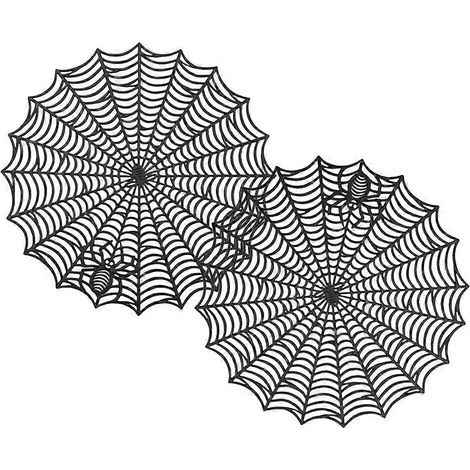 Lot de 2 sets de table en PVC noir, motif toile d'araignée, pour la décoration de table d'Halloween. (1/5)