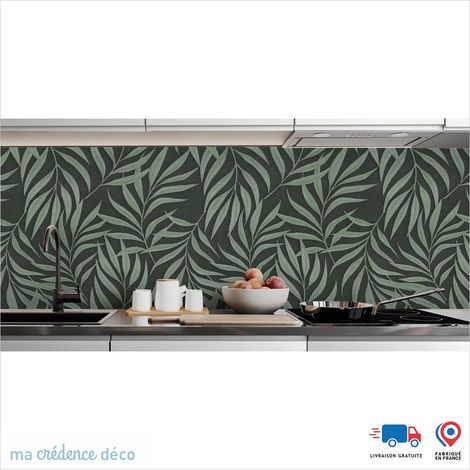 Crédence : Feuilles et courbes 1 - Couleur Vert mai - Alu composite - 60 - 120 (1/3)
