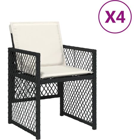 Lot de 4 Chaises de jardin,Chaise d'extérieur avec coussins noir résine tressée CFW6559395 (1/5)