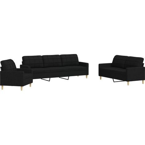 Maison Exclusive - Ensemble de canapés 3 pcs noir tissu