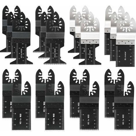 Lot de 20 lames de scie oscillantes professionnelles pour bois/métal, outil multifonction universel Quick Release pour Fein Multimaster, Ryobi, Milwaukee, Bosch, Dremel, Dewalt, Rockwell (1/4)