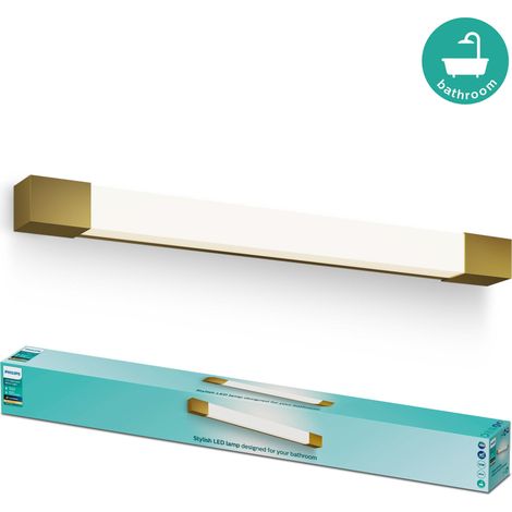 Philips Rover Luz para espejo (Latón) Luz blanca cálida - Resistente a salpicaduras - IP44 - 10W (1/5)