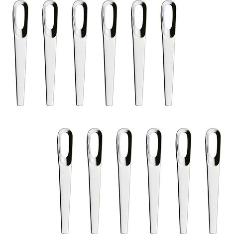 Set 12 Cucchiaini da Caffè Moka Appetizer in Acciaio Inox 18/10 con Foro Moderno Design Lunghezza 10 cm Ideale per Bar Ristoranti Uso Domestico e professionale stile e qualita made in Italy Elegante