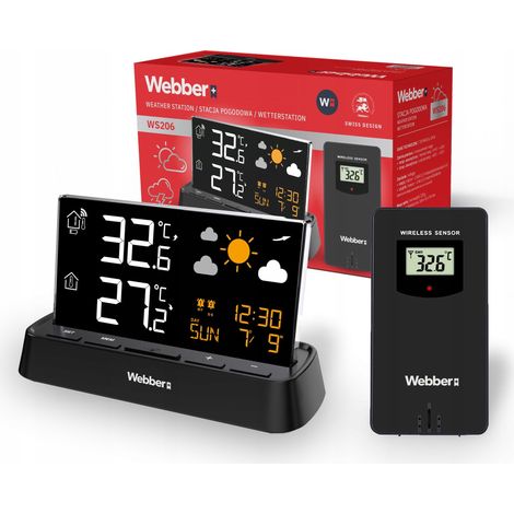 Stazione meteorologica Webber WS206 DCF, termometro da esterno, pressione, sveglia, POG (1/5)