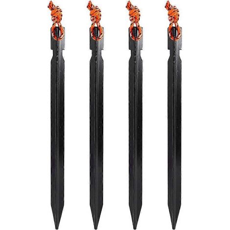 Lot de 4 piquets de tente, piquets de camping en aluminium de 18 cm (7,1 pouces), piquets robustes avec corde, accessoires de camping pour tentes et tentes. (1/5)
