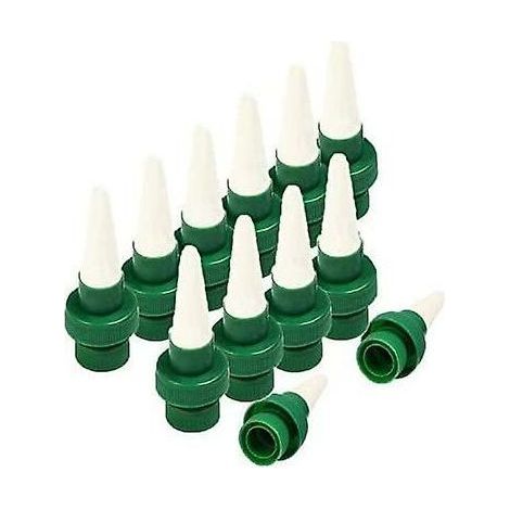 Riego automático para plantas de cerámica con picos de riego automático para flores y goteo, sistema de riego para interior y exterior, paquete de 12 (1/5)