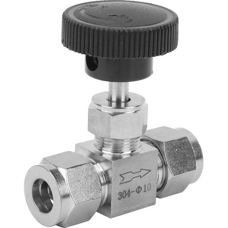 Vanne en acier inoxydable 304 à 2 voies, contrôle de débit à aiguille haute pression pour eau, gaz, pétrole et liquides. (1/5)