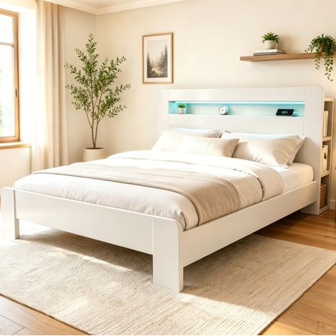 letto contenitore 180x200 LED prese bianco HAVRYA (1/5)