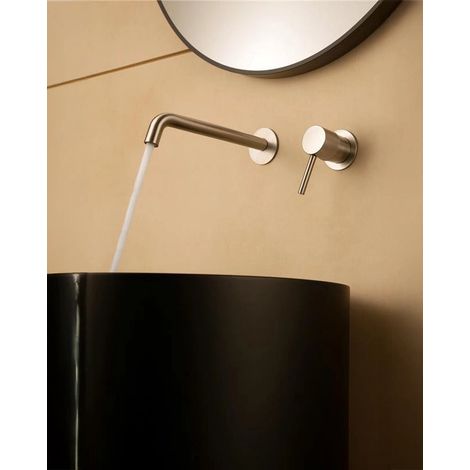 Rubinetto lavabo da incasso a muro nichel spazzolato Memo (1/3)