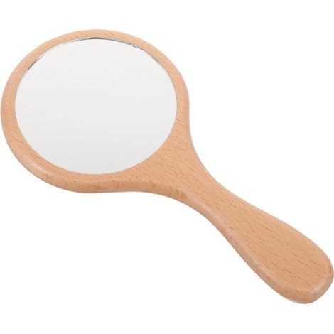 Miroir de maquillage en bois, miroir portatif de voyage style vintage chinois décoratif, idéal pour la maison et les déplacements (1/5)