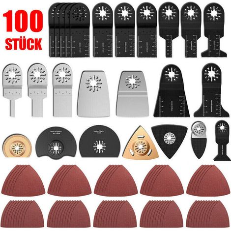 Lot de 100 lames de scie oscillantes Kit d'accessoires pour outils multifonctions Fein Multimaster Dremel, Makita, Einhell, bimétal en, acier à haute teneur en carbone