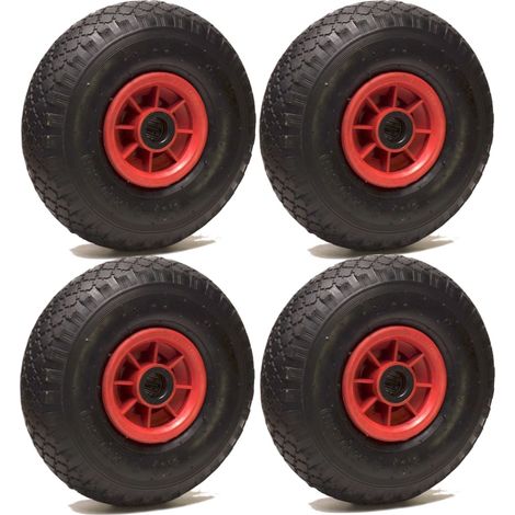 LOT de 4 x roue gonflable diable 260 x 85 (3.00-4) alésage 20 mm roulement à rouleaux (1/5)
