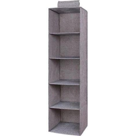 Étagère de Rangement Suspendue Pliable 5 Couches Gris (1/4)