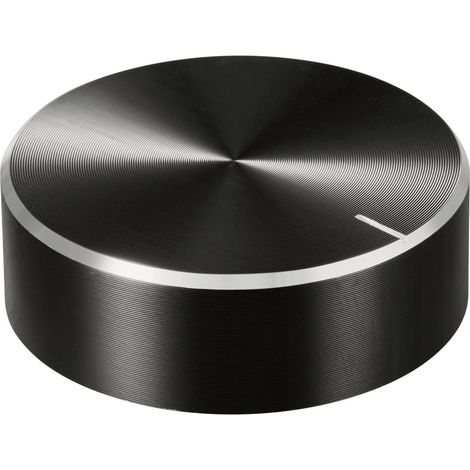 TRU COMPONENTS TC-11696516 Drehknopf mit Knopfmarkierung Schwarz (Ø x H) 40 mm x 13 mm Aluminium, P (1/4)